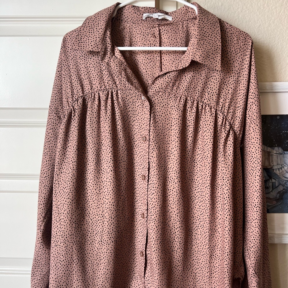 Women's Polka Dot Blouse - Brown